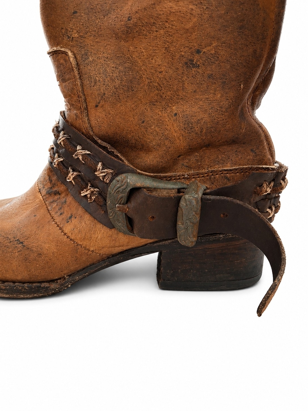 Freebird Knox Boots Size 6 Distressed Brown Leather Harness Boots Boho Chic - Picture 7 of 16